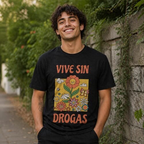 Playera Vive Sin Drogas Poster Negra - Imagen 3
