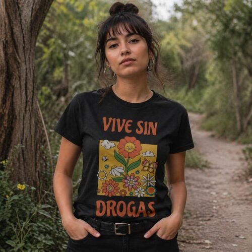 Playera Vive Sin Drogas Poster Negra - Imagen 2