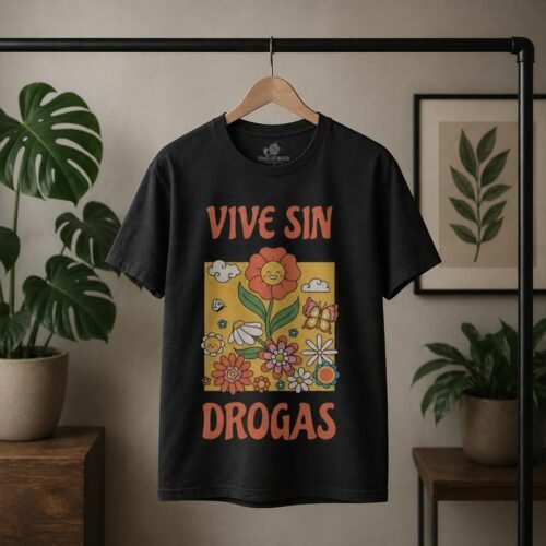 Playera Vive Sin Drogas Poster Negra - Imagen 4