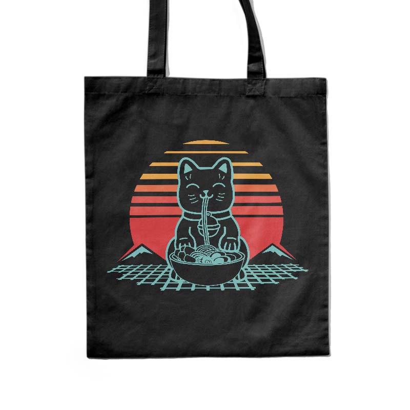 Totebag de Cat Ramen Kawaii Synthwave